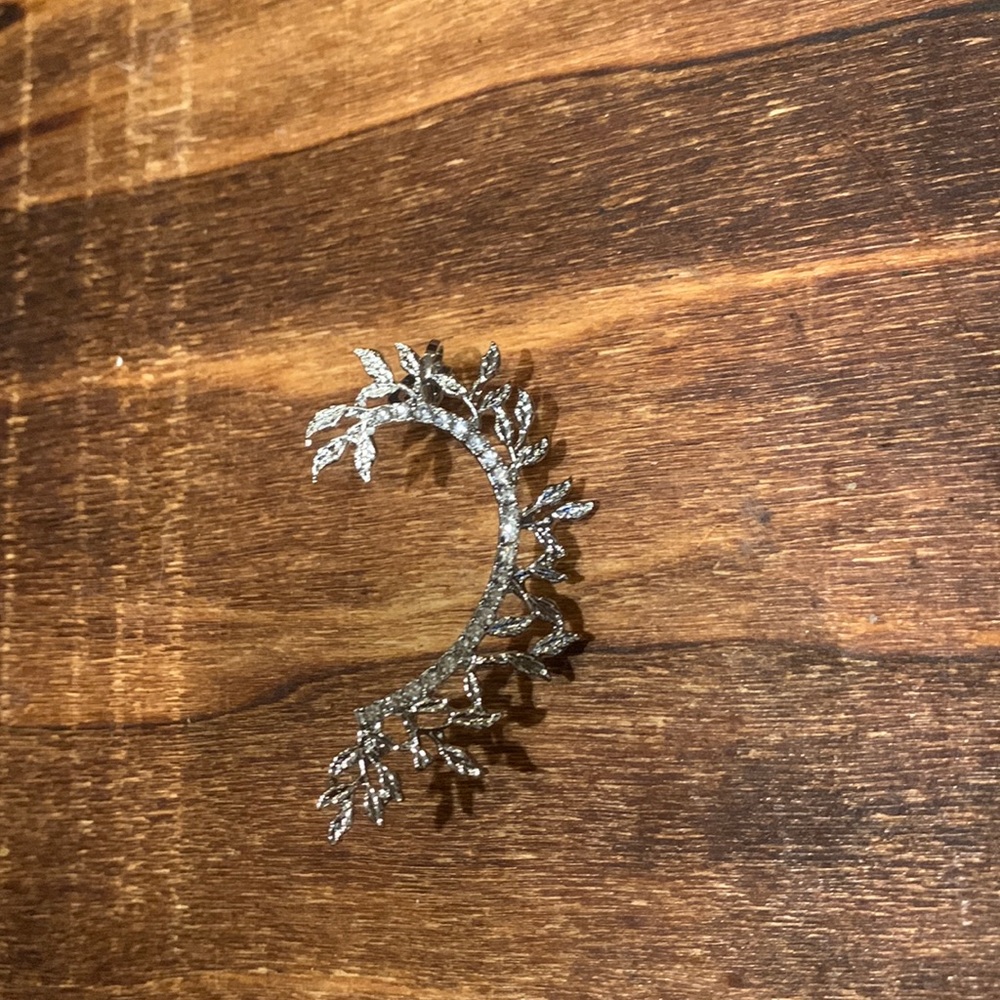 Silver left ear cuff earring